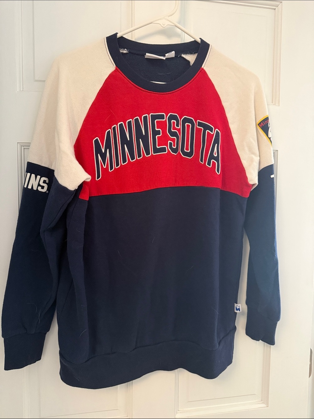 Minnesota Colorblock Crewneck Sweater - Red/Navy/Cream